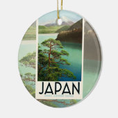 Mt Fuji Japan Travel Poster  kunst Keramisch Ornament (Links)