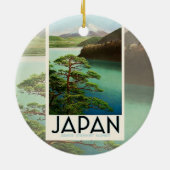 Mt Fuji Japan Travel Poster  kunst Keramisch Ornament (Achterkant)