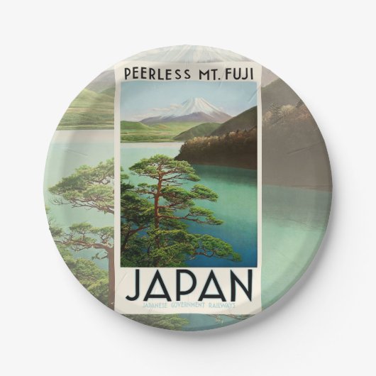 Mt Fuji Japan Travel Poster  kunst Papieren Bordje (Voorkant)