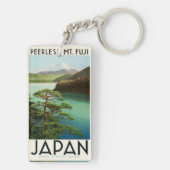 Mt Fuji Japan Travel Poster  kunst Sleutelhanger (achterkant)
