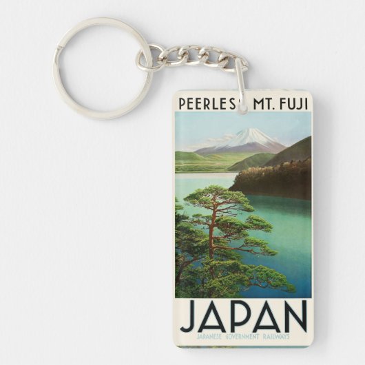 Mt Fuji Japan Travel Poster  kunst Sleutelhanger (Voorkant)