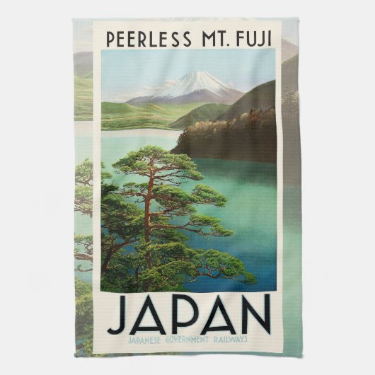 Mt Fuji Japan Travel Poster kunst Theedoek (Verticaal)