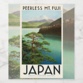 Mt Fuji Japan Travel Poster  kunst Wijn Etiket (Enkel label)