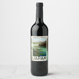 Mt Fuji Japan Travel Poster  kunst Wijn Etiket