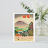 Mt Fuji Japan Vintage Travel Briefkaart (Staand voorkant)