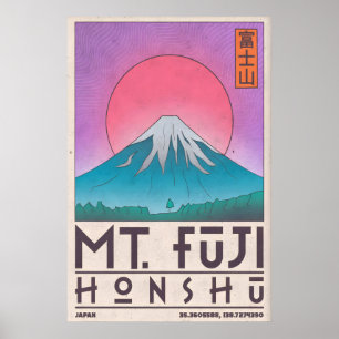 Mt Fuji Kunstprint Minimalistische Reisposter in Poster