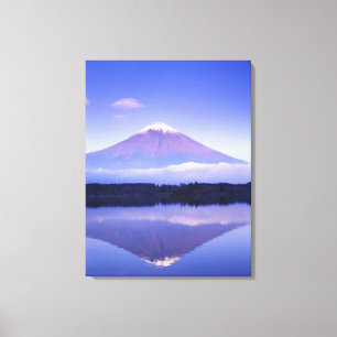 Mt. Fuji met lensvormige wolk, Motosu-meer, Canvas Afdruk