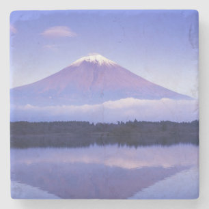 Mt. Fuji met lensvormige wolk, Motosu-meer, Stenen Onderzetter