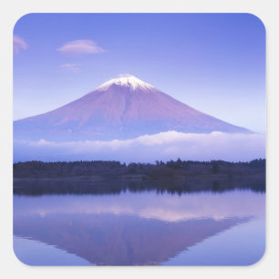 Mt. Fuji met lensvormige wolk, Motosu-meer, Vierkante Sticker