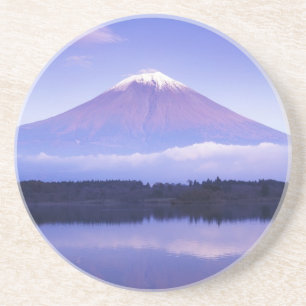 Mt. Fuji met lensvormige wolk, Motosu-meer, Zandsteen Onderzetter