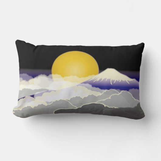 Mt.FUJI & MOON Japan Lumbar Pillow Kussen (Voorkant)