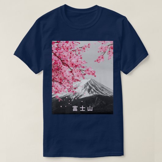 Mt Fuji & Sakura Japanse Cherry Blossom Flowers & T-shirt (Design voorkant)