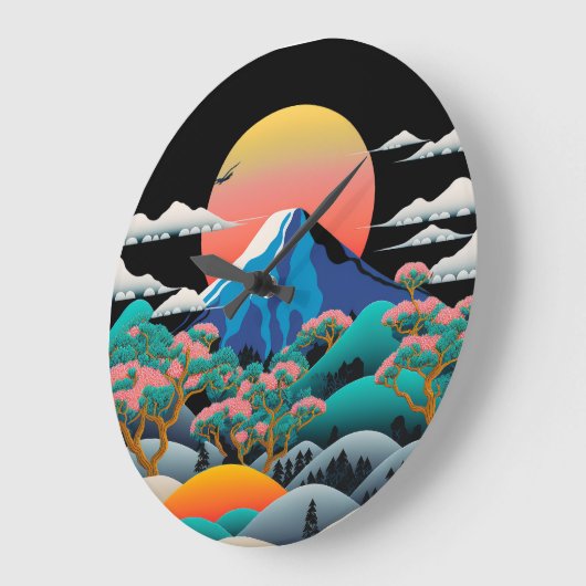 Mt Fuji Sunset en Cherry Blossom Grote Klok (Hoek)