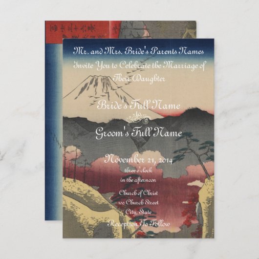 Mt. Fuji Uitnodiging voor een bruiloft in Japanse  (Voorkant / Achterkant)