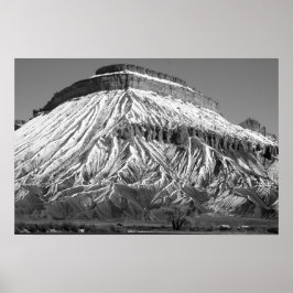 Mt. Garfield in Winter Black and White Photo Poster