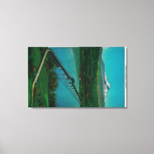 Mt. Hood en Interstate Bridge in White Salmon Canvas Afdruk (Voorkant)