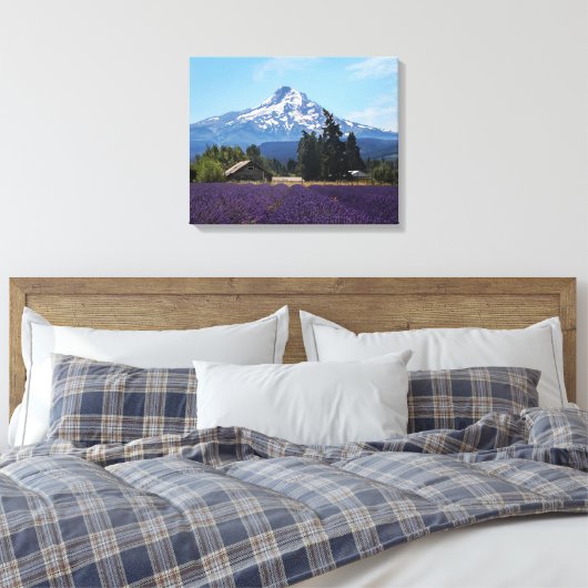 Mt Hood Lavender Fields Canvas Afdruk (Insitu (Slaapkamer))
