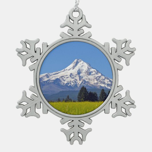 Mt Hood Oregon Tin Sneeuwvlok Ornament (Voorkant)