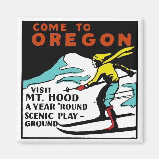Mt. HOOD OREGON - Vintage Travel Magneet (Voorkant)