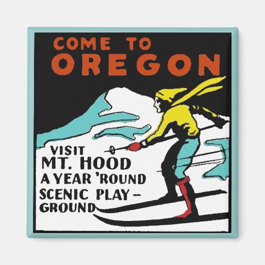 Mt. HOOD OREGON - Vintage Travel Magneet (Voorkant)