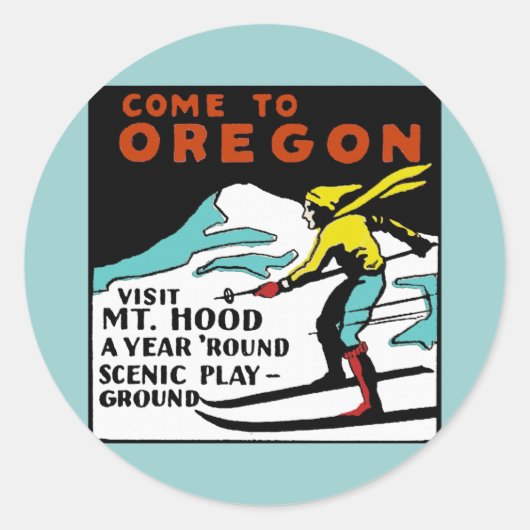 Mt. HOOD OREGON - Vintage Travel Ronde Sticker (Voorkant)