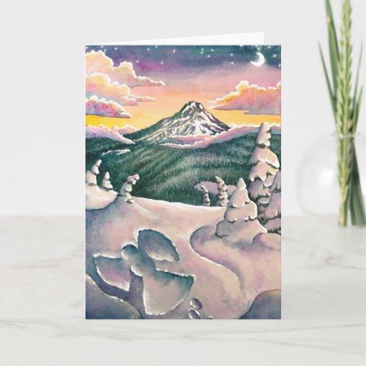 Mt. Hood Snow Angel Holiday Card Kaart (Voorkant)
