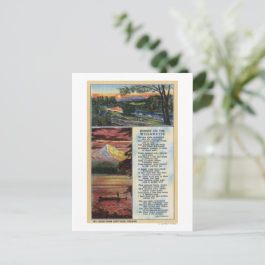 Mt. Hood uit het Uitzicht van het Lost Lake Briefkaart (Staand voorkant)