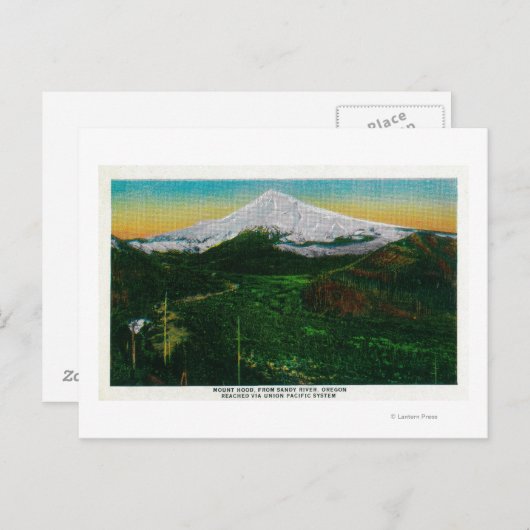 Mt. Hood uit Sandy River, ORMt. Hout, OF Briefkaart (Voorkant / Achterkant)