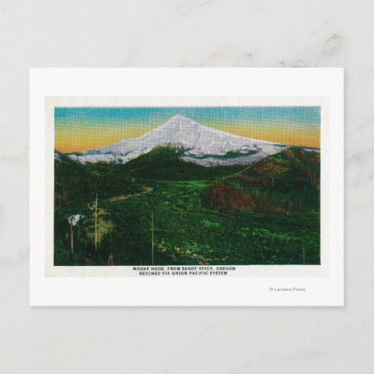 Mt. Hood uit Sandy River, ORMt. Hout, OF Briefkaart (Voorkant)