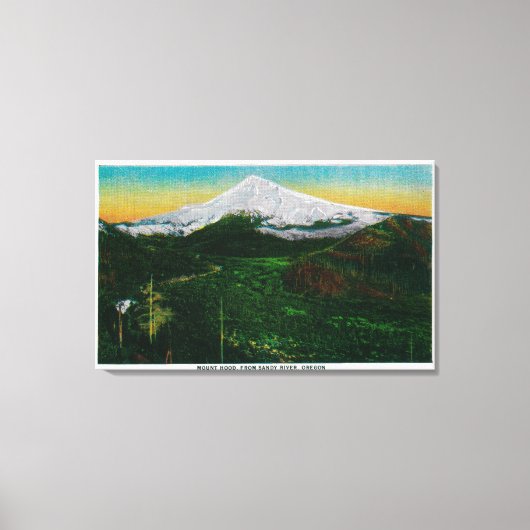 Mt. Hood uit Sandy River, ORMt. Hout, OF Canvas Afdruk (Voorkant)