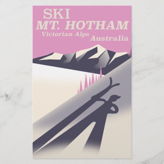 Mt. Hotham, Victorian Alps ski-poster. Briefpapier (Voorkant)