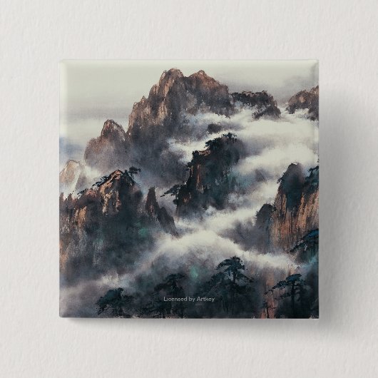 MT. HUANG SHAN VIERKANTE BUTTON 5,1 CM (Voorkant)
