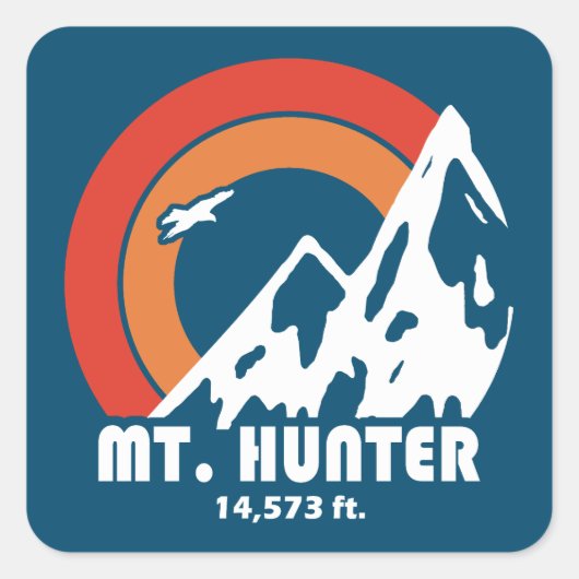 Mt. Hunter Alaska Sun Eagle Vierkante Sticker (Voorkant)