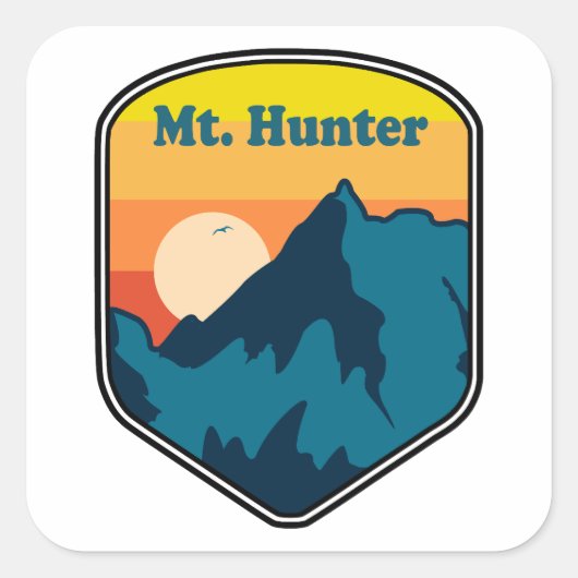 Mt. Hunter Alaska Zonsopgang Vierkante Sticker (Voorkant)