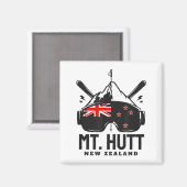 Mt Hutt New Zealand Ski Resort Retro Skiing Magneet (Voorkant / Achterkant)