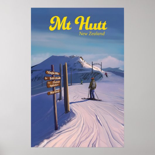 Mt Hutt Skigebied Reisposter Poster (Voorkant)