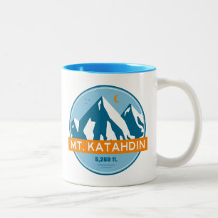 Mt. Katahdin Maine Stars Moon Tweekleurige Koffiemok