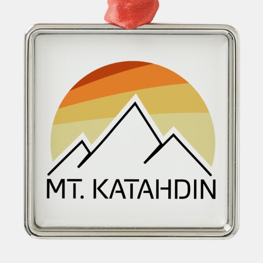 Mt. Katahdin Retro Metalen Ornament (Voorkant)