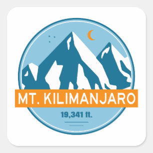 Mt. Kilimanjaro Sterren Maan Vierkante Sticker