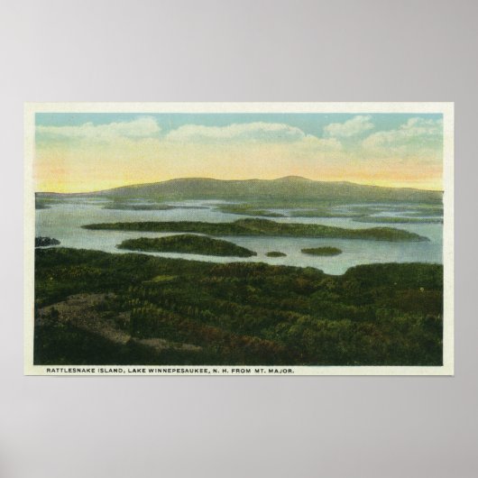 Mt. Major Aerial Uitzicht of Rattlesnake Island Poster (Voorkant)