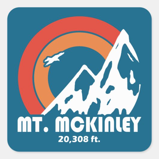 Mt. McKinley Alaska Sun Eagle Vierkante Sticker (Voorkant)