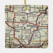 Mt. Morris en Oregon Illinois Map Keramisch Ornament (Voorkant)