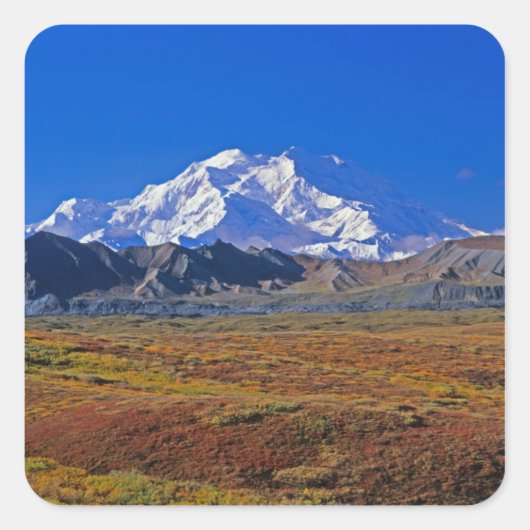 Mt Nationaal Park McKinley Denali, Alaska. Vierkante Sticker (Voorkant)