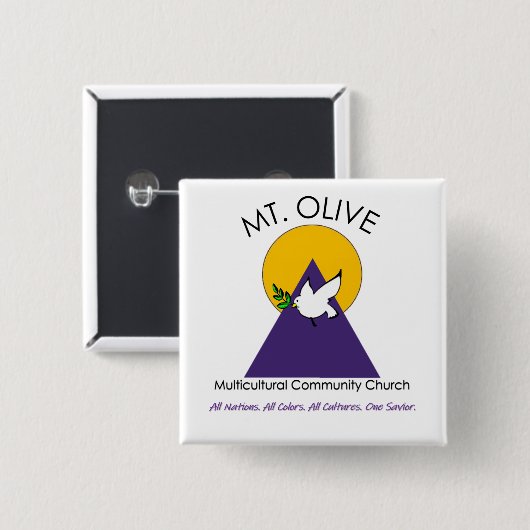 Mt. Olijfolie-Button Vierkante Button 5,1 Cm (Voorkant /achterkant)