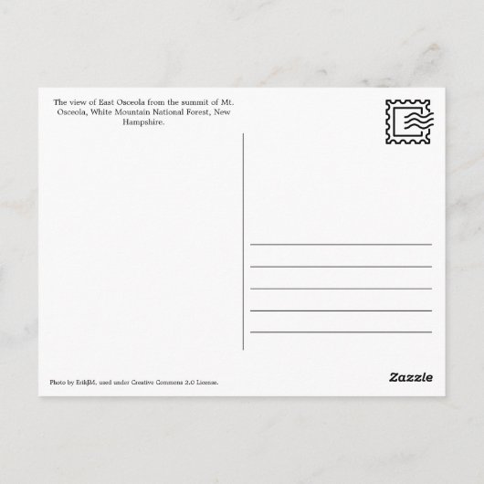 Mt Osceola en het Oost-Osceola Briefkaart (Achterkant)