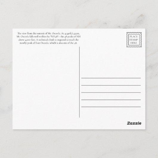 Mt. Osceola, NH Briefkaart (Achterkant)
