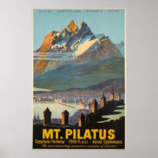 Mt.Pilatus,Zwitserland,Reisposter Poster (Voorkant)
