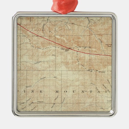 Mt Pinos quadrangle toont San Andreas Rift Metalen Ornament (Voorkant)