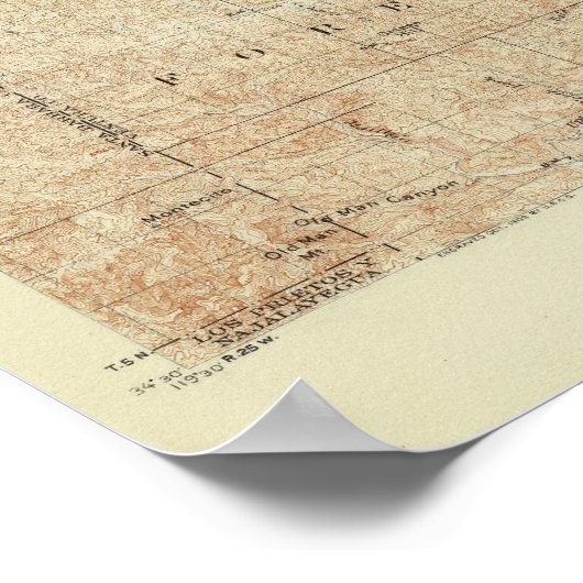 Mt Pinos quadrangle toont San Andreas Rift Poster (Hoek)