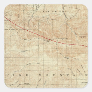 Mt Pinos quadrangle toont San Andreas Rift Vierkante Sticker